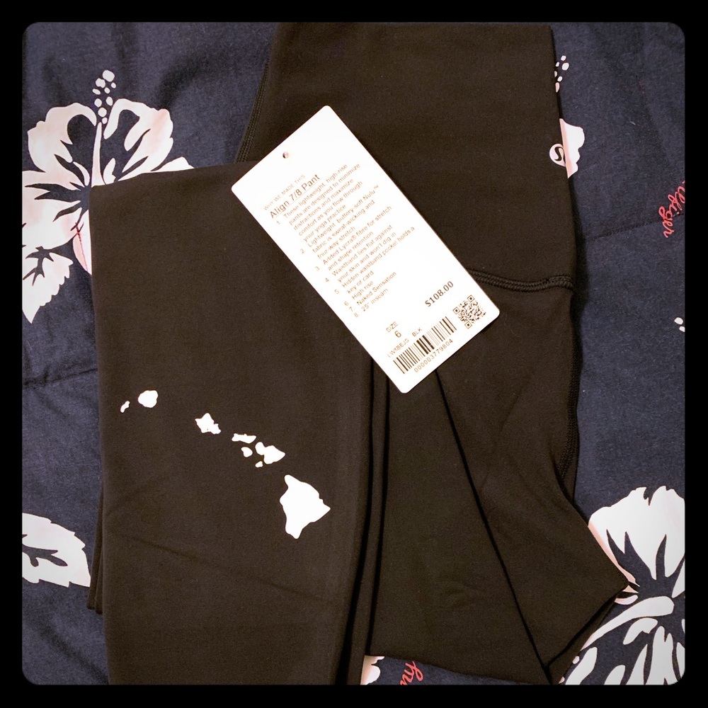 ✌🏽SOLD✌🏽Lululemon Hawaii Black Align 7/8 Pants